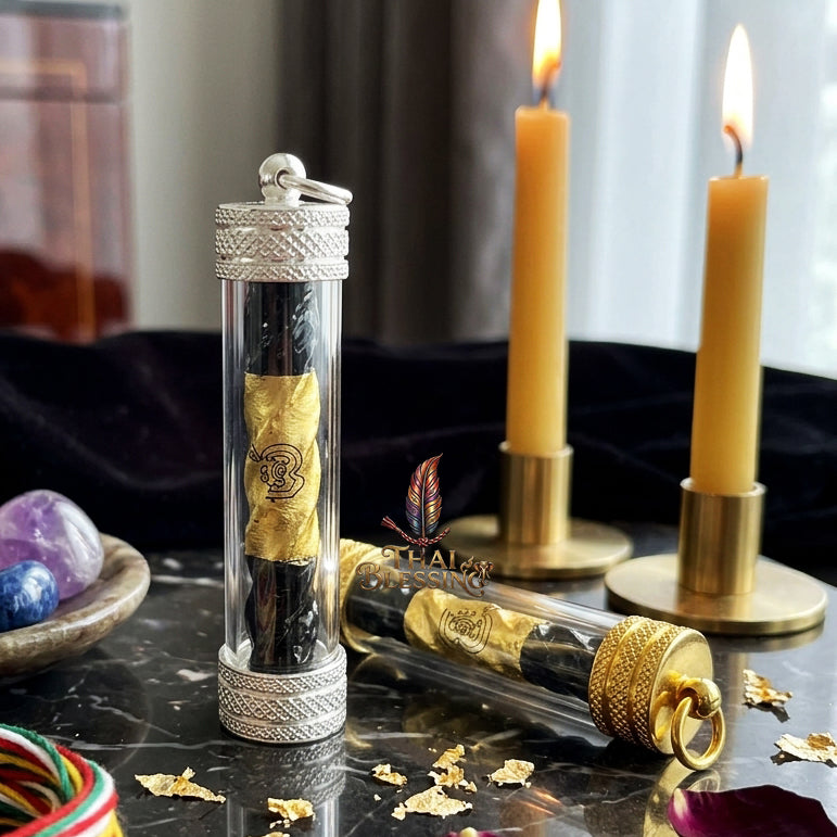 ✨🛡️ Thai Sacred Tri Ni Sing He Amulet Takrut - Luang Phor Phat Wat Huay Duan 2021, Billionaire Wealth Prosperity Talisman, Ancient Divine Protection Spiritual Jewelry