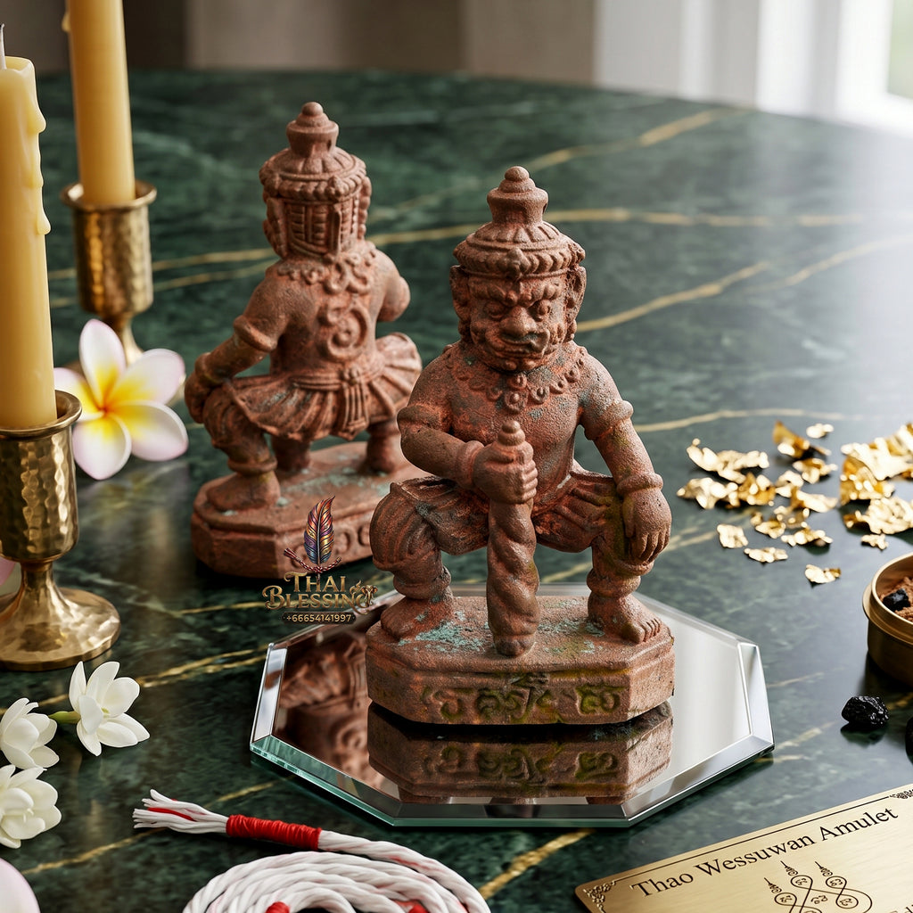 ✨👹👑 Sacred Sovereign Wealth Overlord - Ta Phoon (Khem Thong Lineage) 2014 Bronze-Alloy Guardian (3 cm), Micro-Acoustic Copper Scroll & Asset Protection Anchor