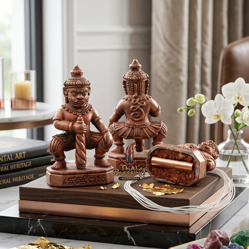 ✨👹👑 Sacred Sovereign Wealth Overlord - Ta Phoon (Khem Thong Lineage) 2014 Bronze-Alloy Guardian (3 cm), Micro-Acoustic Copper Scroll & Asset Protection Anchor