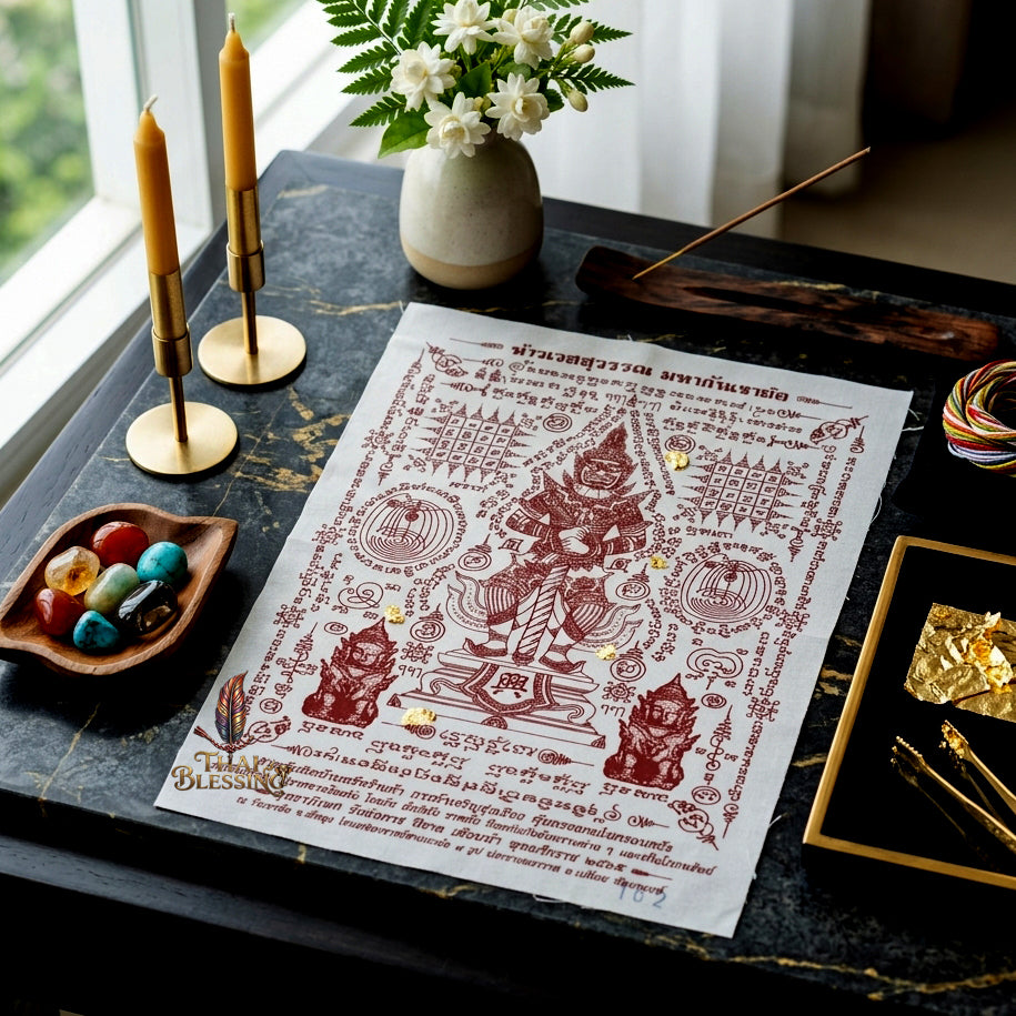 ✨👑 Sacred Northern Guardian Overlord Ynt Cloth - Wat Khao Or 2022 Consecrated Legacy Edition (21x29.5 cm), Ultimate Asset Protection Matrix, Premium Executive Fortune & Corporate Security Shield