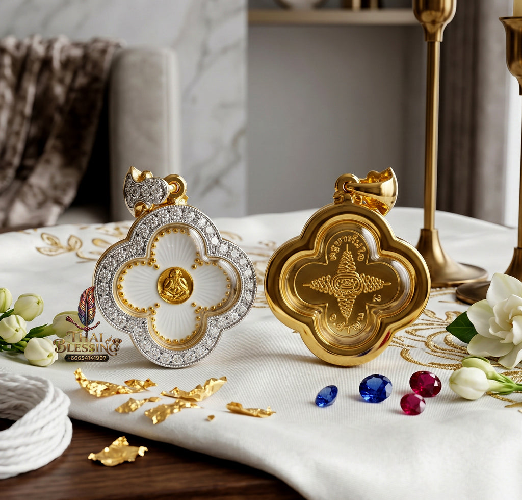 ✨🌸💰 Premium Floral Sovereign Eyeless Contemplation Medallion - Kruba Tanjai Wat Phrathat Doi Hang Bat 2025 Instantaneous Capital Velocity Pendant (4.5x3.6 cm), Elite Botanical Affinity & Omni-Channel Wealth Core