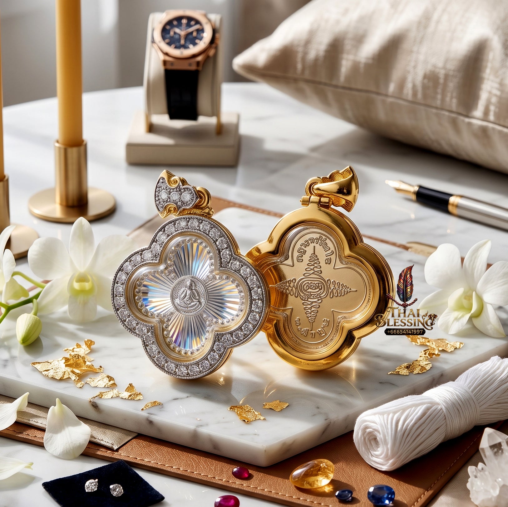 ✨🌸💰 Premium Floral Sovereign Eyeless Contemplation Medallion - Kruba Tanjai Wat Phrathat Doi Hang Bat 2025 Instantaneous Capital Velocity Pendant (4.5x3.6 cm), Elite Botanical Affinity & Omni-Channel Wealth Core