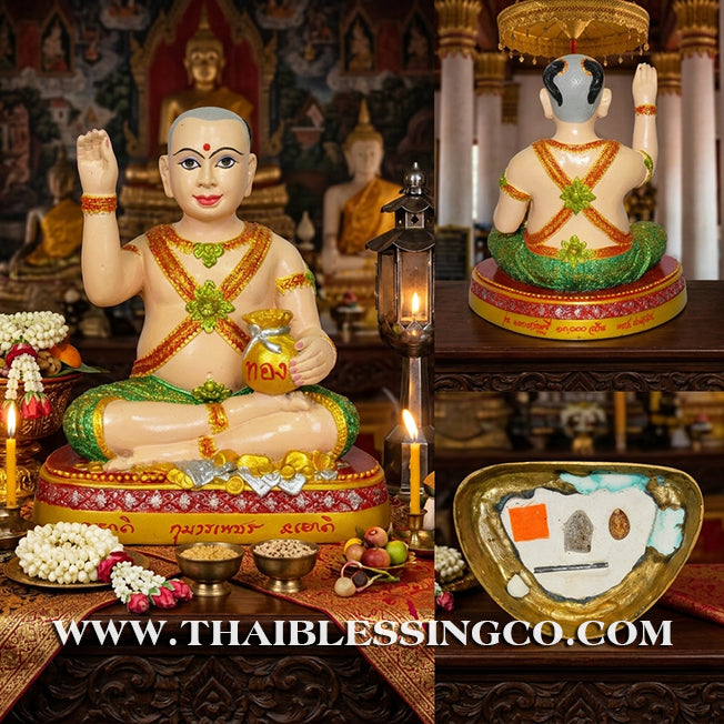 👦 Sacred "Kuman Thong" (The Golden Boy Spirit) – Painted Samrit Bronze Altar Edition: The Master Engine for Massive Wealth, Commercial Dominance, and Unstoppable Life Elevation!