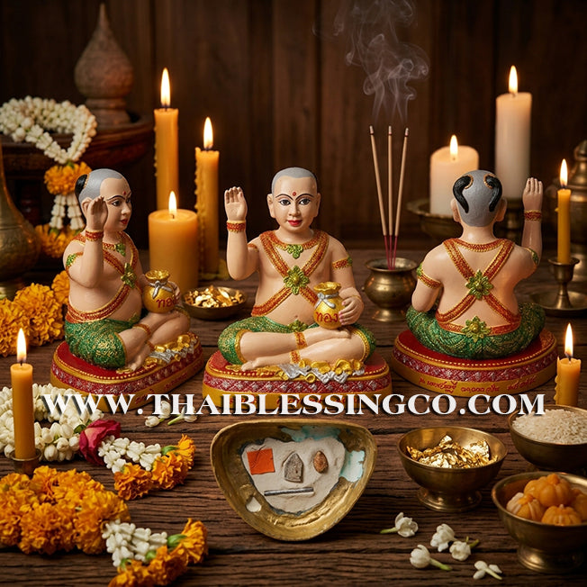 👦 Sacred "Kuman Thong" (The Golden Boy Spirit) – Painted Samrit Bronze Altar Edition: The Master Engine for Massive Wealth, Commercial Dominance, and Unstoppable Life Elevation!