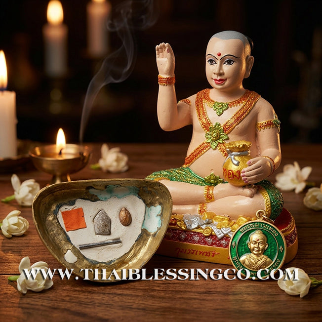 👦 Sacred "Kuman Thong" (The Golden Boy Spirit) – Painted Samrit Bronze Altar Edition: The Master Engine for Massive Wealth, Commercial Dominance, and Unstoppable Life Elevation!
