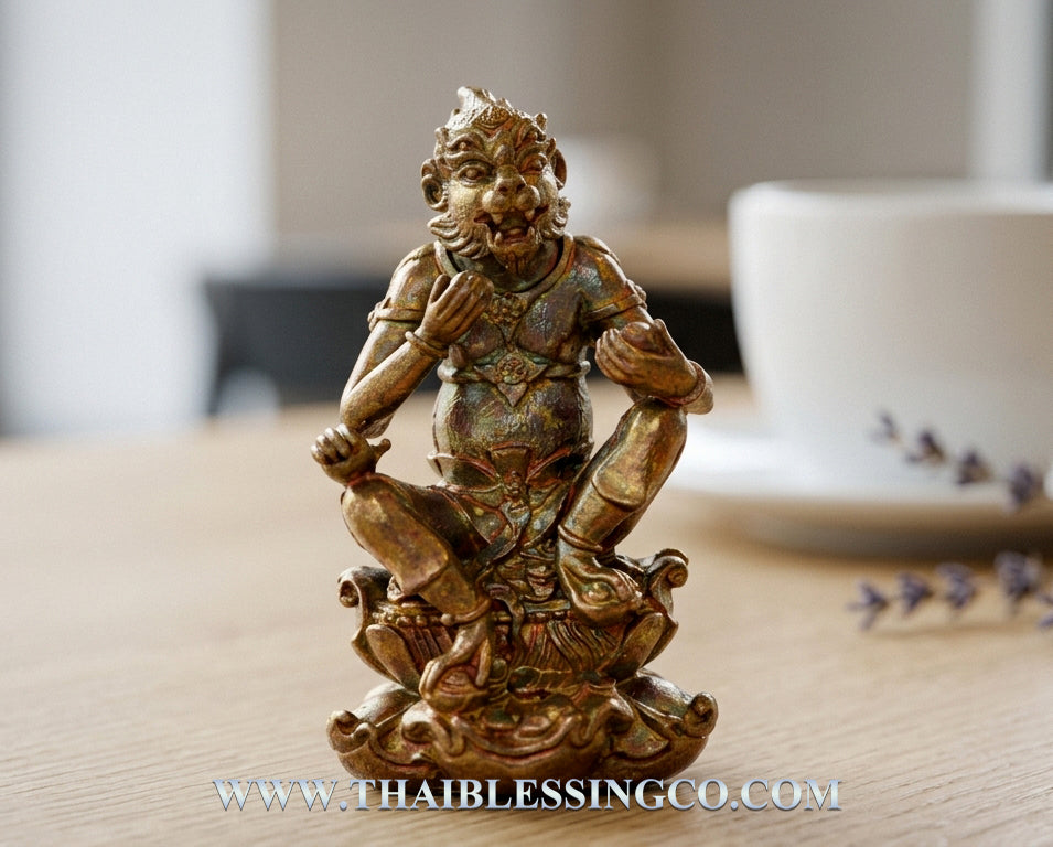 🐒 Celestial Wealth Eater: Authentic Thai Si Hu Ha Ta (Four Ears Five Eyes) Amulet – Sacred Bell Brass Blackened Bronze Edition by Kruba Ariyachat, Wat Saeng Kaew Phothiyan 2015 – The Ultimate Wealth Attraction & Business Luck Talisman (3.5 x 1.9 cm)