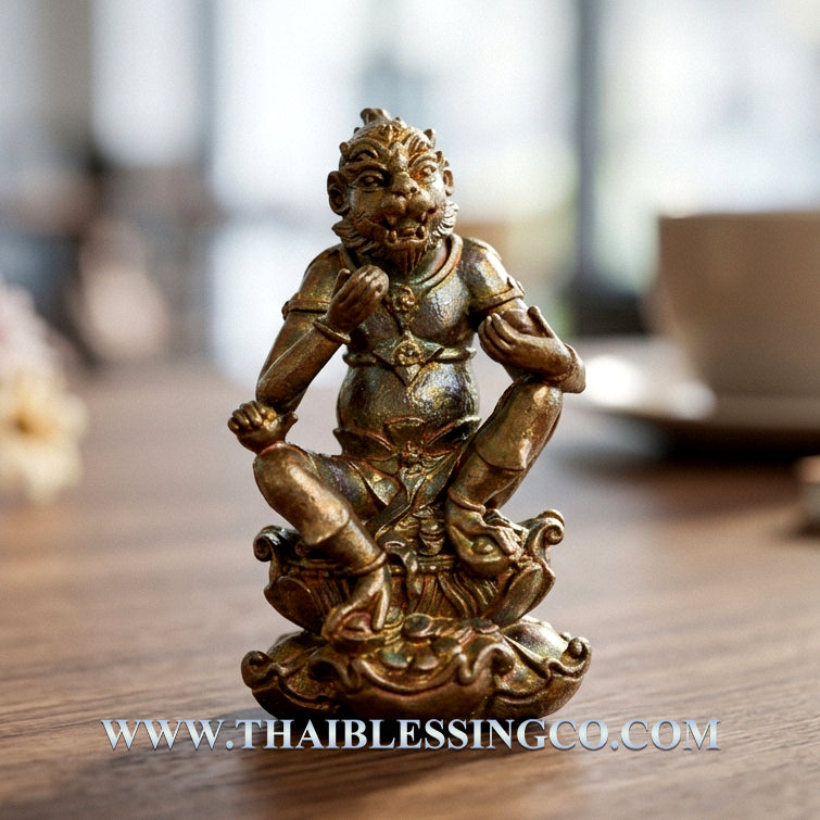 🐒 Celestial Wealth Eater: Authentic Thai Si Hu Ha Ta (Four Ears Five Eyes) Amulet – Sacred Bell Brass Blackened Bronze Edition by Kruba Ariyachat, Wat Saeng Kaew Phothiyan 2015 – The Ultimate Wealth Attraction & Business Luck Talisman (3.5 x 1.9 cm)