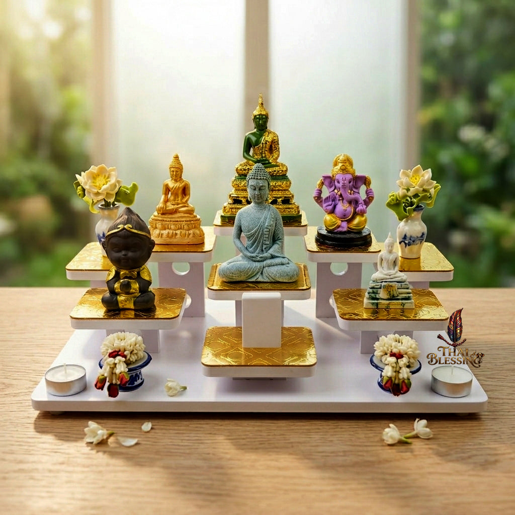 🔱 Contemporary Minimalist Toh Moo 9 Plaswood Altar Set 10mm High-Grade Plaswood with Premium Gold Mirror Accents – Premium Desktop & Wall-Mount Convertible Solution for Modern Homes, High-End Condos & Professional Executive Workspaces!