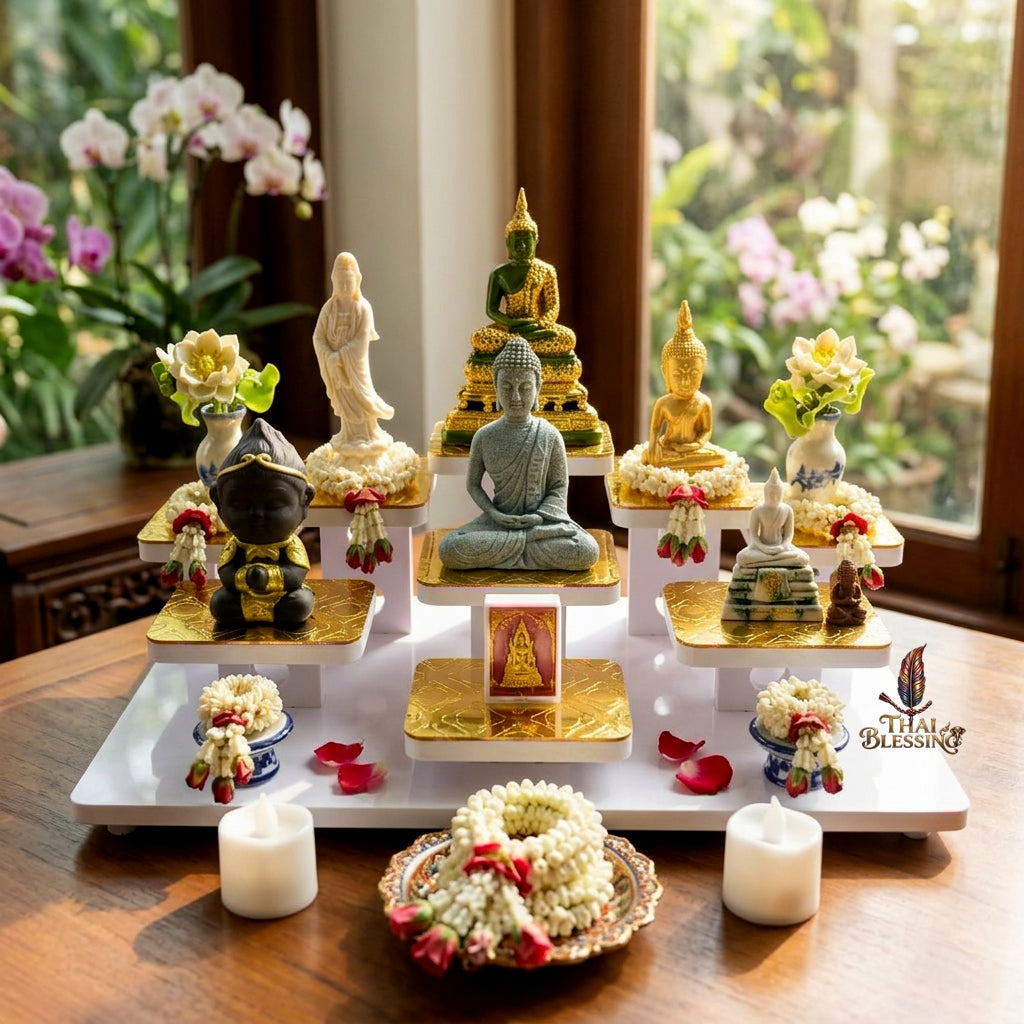 🔱 Contemporary Minimalist Toh Moo 9 Plaswood Altar Set 10mm High-Grade Plaswood with Premium Gold Mirror Accents – Premium Desktop & Wall-Mount Convertible Solution for Modern Homes, High-End Condos & Professional Executive Workspaces!