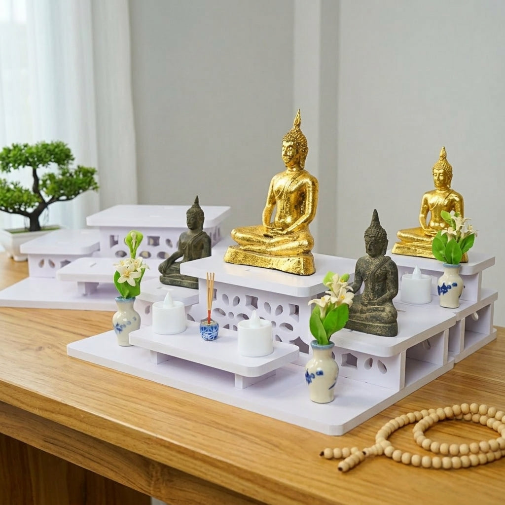 🔱 Contemporary Minimalist Toh Moo 9 Plaswood Altar Set 10mm High-Grade Plaswood with Premium Gold Mirror Accents – Premium Desktop & Wall-Mount Convertible Solution for Modern Homes, High-End Condos & Professional Executive Workspaces!