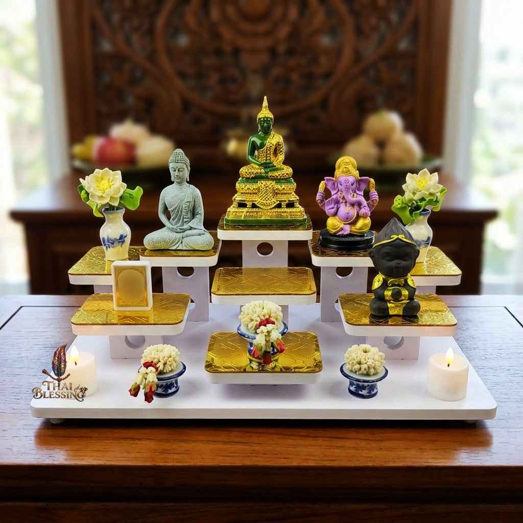 🔱 Contemporary Minimalist Toh Moo 9 Plaswood Altar Set 10mm High-Grade Plaswood with Premium Gold Mirror Accents – Premium Desktop & Wall-Mount Convertible Solution for Modern Homes, High-End Condos & Professional Executive Workspaces!