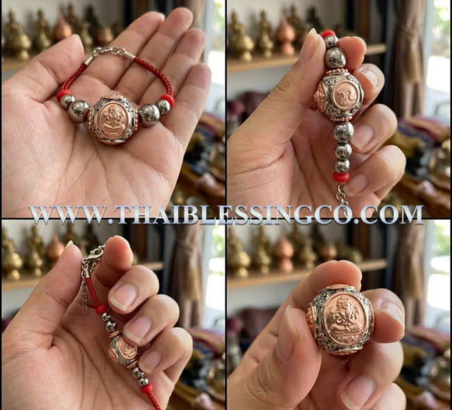 ✨ Divine "Ai Kai Maha Lap" Wealth-Calling Luk Om Bracelet Sovereign Two-Tone Rhodium & Pink Gold Edition by Wat Khok Takhian: Authentic Thai Prosperity Talisman for Supreme Livelihood, Household Protection, and Unstoppable Financial Luck