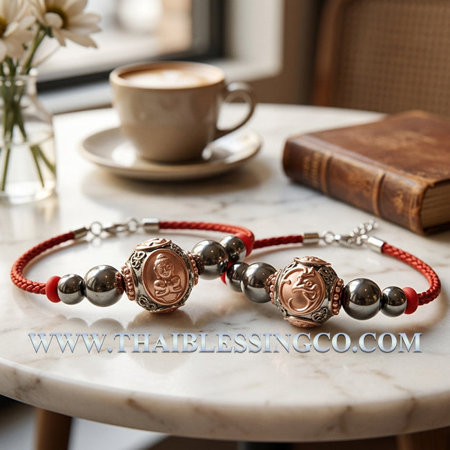 ✨ Divine "Ai Kai Maha Lap" Wealth-Calling Luk Om Bracelet Sovereign Two-Tone Rhodium & Pink Gold Edition by Wat Khok Takhian: Authentic Thai Prosperity Talisman for Supreme Livelihood, Household Protection, and Unstoppable Financial Luck
