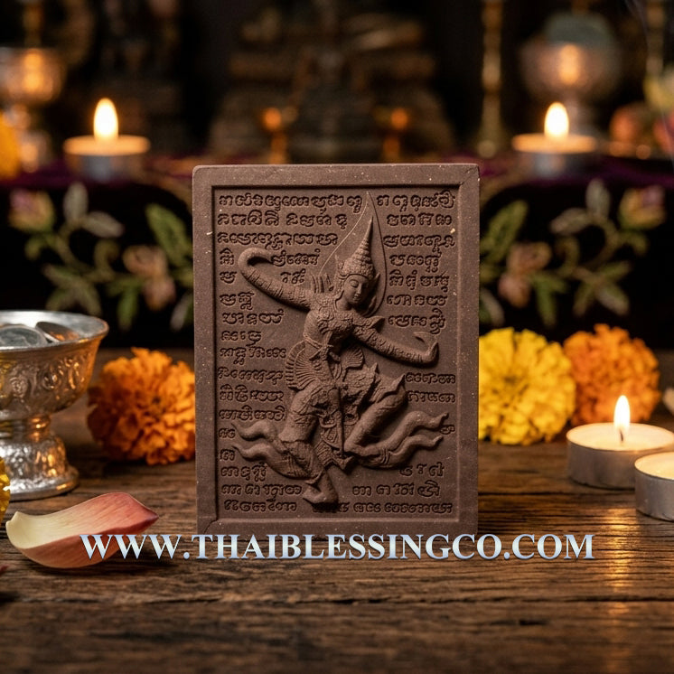 ✨ Divine Enchantment: "Tewada Kiao Nang" (Angel Wooing the Maiden) – Sacred "Phun Rak" Herb & 5 Silver Takrut Masterpiece (2016 Edition by Luang Pu Bua)