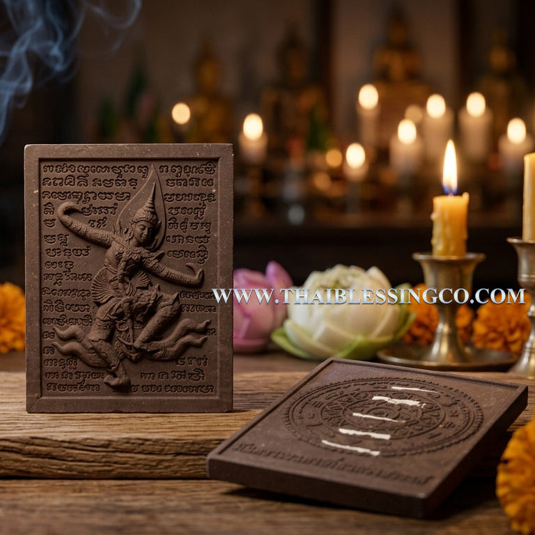 ✨ Divine Enchantment: "Tewada Kiao Nang" (Angel Wooing the Maiden) – Sacred "Phun Rak" Herb & 5 Silver Takrut Masterpiece (2016 Edition by Luang Pu Bua)
