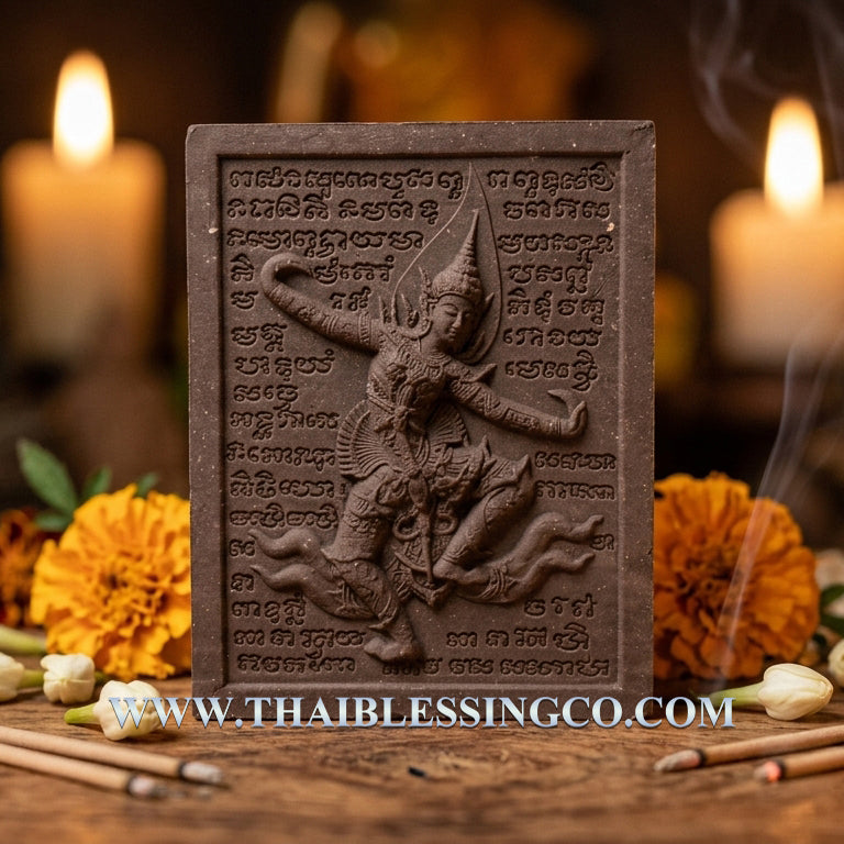 ✨ Divine Enchantment: "Tewada Kiao Nang" (Angel Wooing the Maiden) – Sacred "Phun Rak" Herb & 5 Silver Takrut Masterpiece (2016 Edition by Luang Pu Bua)