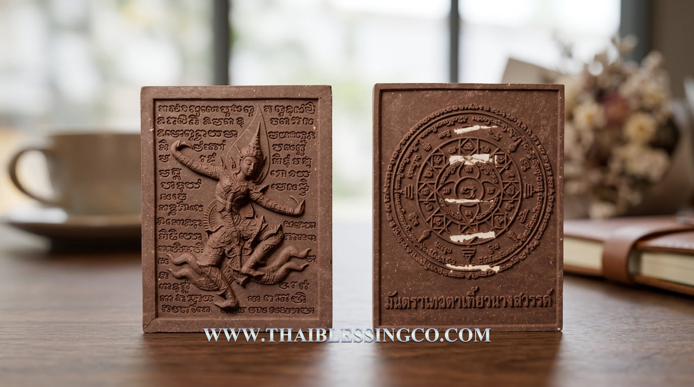 ✨ Divine Enchantment: "Tewada Kiao Nang" (Angel Wooing the Maiden) – Sacred "Phun Rak" Herb & 5 Silver Takrut Masterpiece (2016 Edition by Luang Pu Bua)