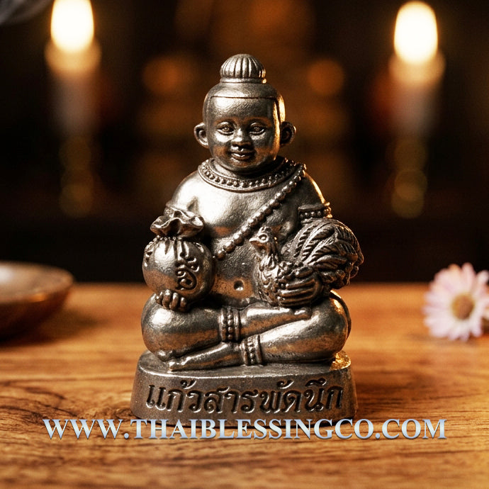 👑Divine Kuman Thep Thanchai "Instant Manifestation Keo Saraphat Nuek Edition Authentic Thai Wealth-Attracting Talisman Crafted from Blackened Copper for Miraculous Fortune, Household Protection, and Accelerated Success (Wat Amphawan)