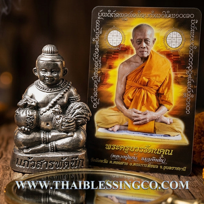 👑Divine Kuman Thep Thanchai "Instant Manifestation Keo Saraphat Nuek Edition Authentic Thai Wealth-Attracting Talisman Crafted from Blackened Copper for Miraculous Fortune, Household Protection, and Accelerated Success (Wat Amphawan)