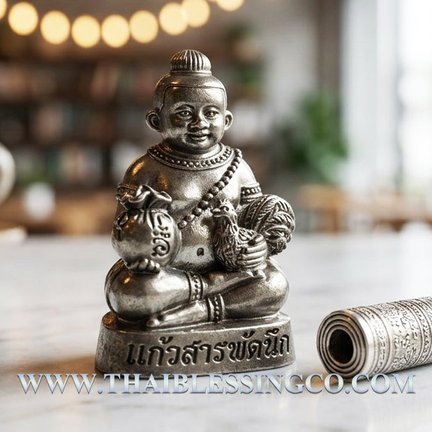 👑Divine Kuman Thep Thanchai "Instant Manifestation Keo Saraphat Nuek Edition Authentic Thai Wealth-Attracting Talisman Crafted from Blackened Copper for Miraculous Fortune, Household Protection, and Accelerated Success (Wat Amphawan)