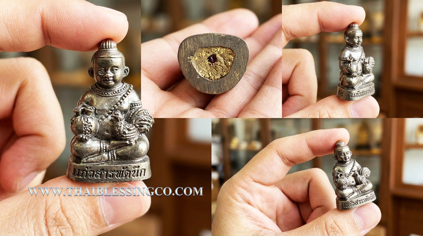 👑Divine Kuman Thep Thanchai "Instant Manifestation Keo Saraphat Nuek Edition Authentic Thai Wealth-Attracting Talisman Crafted from Blackened Copper for Miraculous Fortune, Household Protection, and Accelerated Success (Wat Amphawan)
