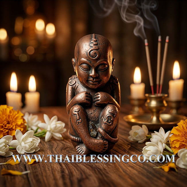 ✨ Divine "Kuman Thong Mee" Abundance Guardian – 2022 Sacred Red Copper (Neua Satang Daeng) Edition by Phra Arjan Amnat: Authentic Thai Prosperity Talisman for Constant Cashflow, Business Miracles, and Infinite Riches (Mahawiro Meditation Center)