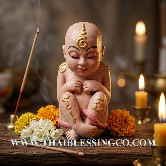 ✨ Divine "Kuman Thong Mee" Hand-Painted Abundance Guardian Authentic Thai Prosperity Talisman for Infinite Cashflow, Business Luck, and Artistic Fortune