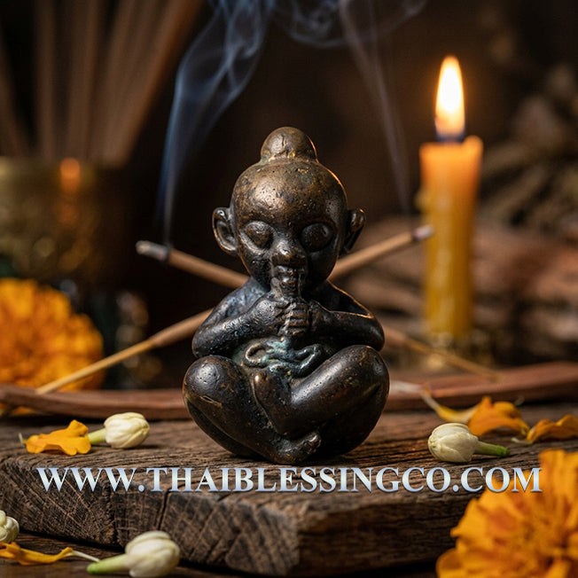 ✨ Divine "Kuman Thong Rap Sap" Wealth-Grabbing Miracle Child Ancient Khmer Mystical Metal Edition by Luang Phor Goy: Authentic Thai Protective Guardian & Fortune-Telling Talisman (Semi-Deity) for Extreme Luck, Business Miracles, and Absolute Security