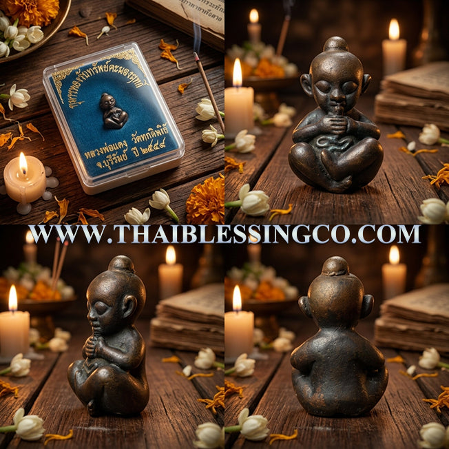 ✨ Divine "Kuman Thong Rap Sap" Wealth-Grabbing Miracle Child Ancient Khmer Mystical Metal Edition by Luang Phor Goy: Authentic Thai Protective Guardian & Fortune-Telling Talisman (Semi-Deity) for Extreme Luck, Business Miracles, and Absolute Security
