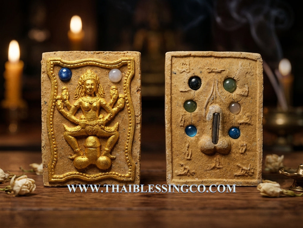 ✨ Divine "Mae Yua Mueang" Sovereign Seductress Authentic Thai Attraction Talisman Embedded with 5 Silver Takrut Spells, 4 Blessed Gemstones, and 8 Sacred Pearls for Supreme Charisma, Influence, and Romantic Mastery (Wat Na Nak, Chanthaburi)