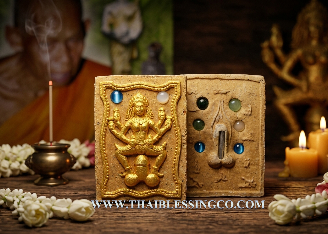 ✨ Divine "Mae Yua Mueang" Sovereign Seductress Authentic Thai Attraction Talisman Embedded with 5 Silver Takrut Spells, 4 Blessed Gemstones, and 8 Sacred Pearls for Supreme Charisma, Influence, and Romantic Mastery (Wat Na Nak, Chanthaburi)