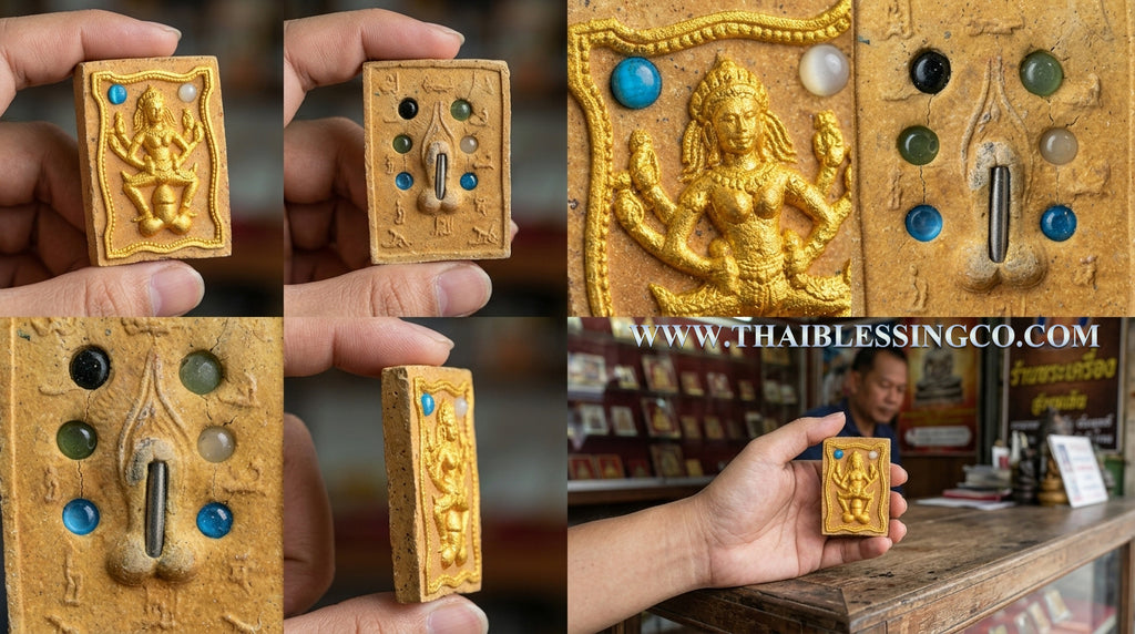 ✨ Divine "Mae Yua Mueang" Sovereign Seductress Authentic Thai Attraction Talisman Embedded with 5 Silver Takrut Spells, 4 Blessed Gemstones, and 8 Sacred Pearls for Supreme Charisma, Influence, and Romantic Mastery (Wat Na Nak, Chanthaburi)