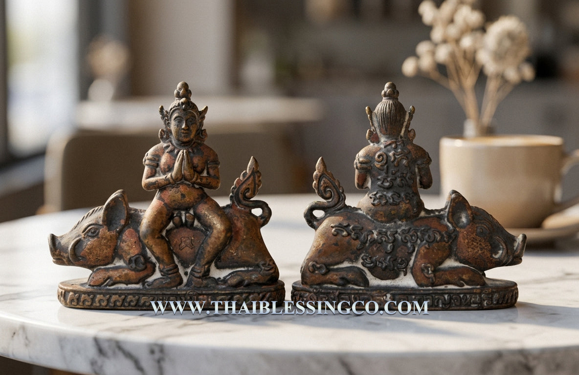 👑Divine "Nang Phim" Master Lead-Bronze Edition (Nam Roek) Sovereign Protector on Celestial Boar – 2018 Sacred Lineage Artifact Authentic Thai Multi-Purpose Talisman for Supreme Mercy, Easy Success, and Unstoppable Financial Miracles (Wat Chong Kling)