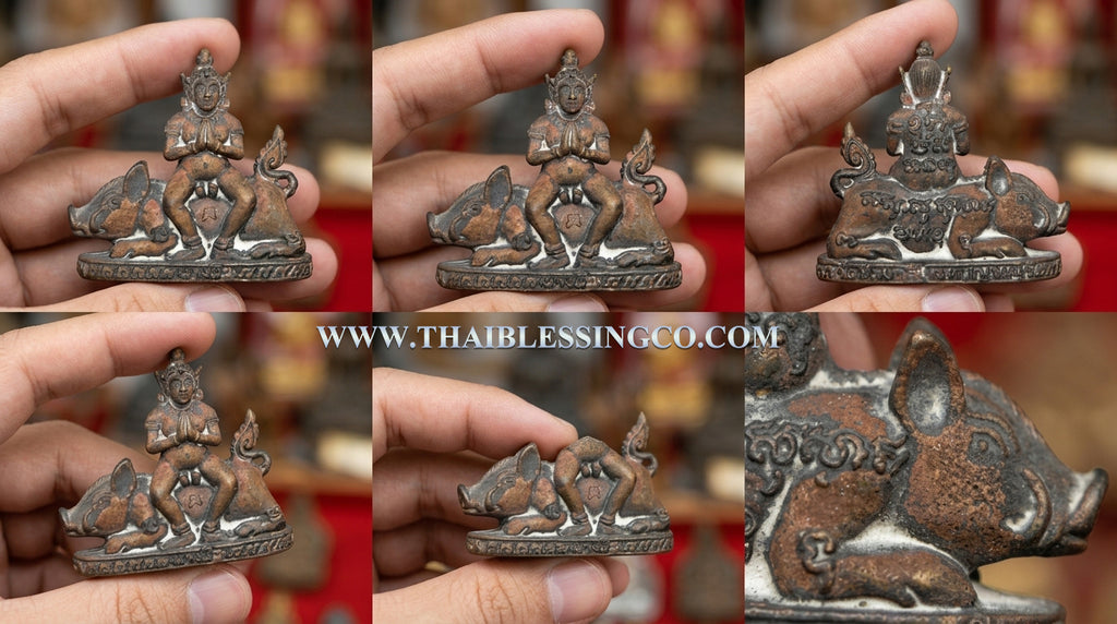 👑Divine "Nang Phim" Master Lead-Bronze Edition (Nam Roek) Sovereign Protector on Celestial Boar – 2018 Sacred Lineage Artifact Authentic Thai Multi-Purpose Talisman for Supreme Mercy, Easy Success, and Unstoppable Financial Miracles (Wat Chong Kling)