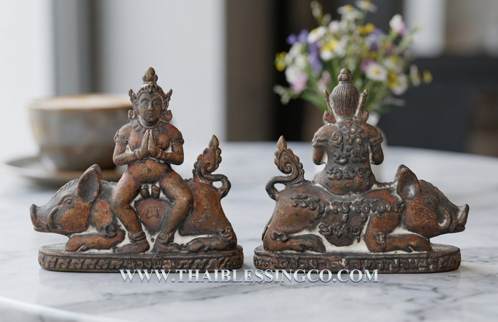 👑Divine "Nang Phim" Master Lead-Bronze Edition (Nam Roek) Sovereign Protector on Celestial Boar – 2018 Sacred Lineage Artifact Authentic Thai Multi-Purpose Talisman for Supreme Mercy, Easy Success, and Unstoppable Financial Miracles (Wat Chong Kling)