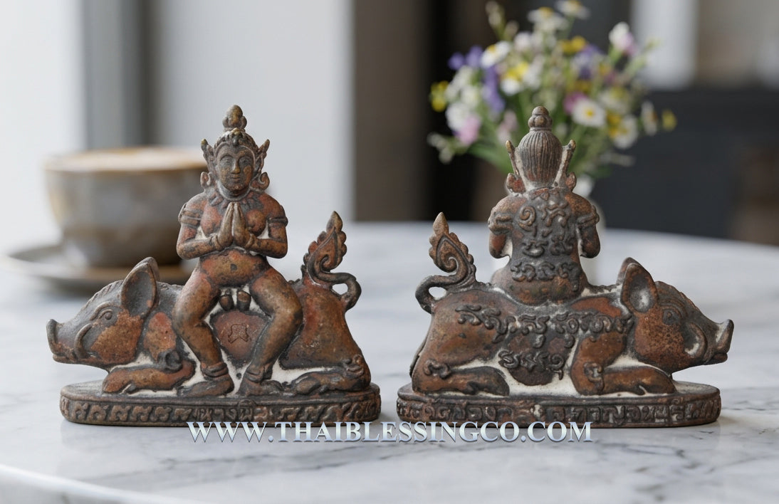👑Divine "Nang Phim" Master Lead-Bronze Edition (Nam Roek) Sovereign Protector on Celestial Boar – 2018 Sacred Lineage Artifact Authentic Thai Multi-Purpose Talisman for Supreme Mercy, Easy Success, and Unstoppable Financial Miracles (Wat Chong Kling)