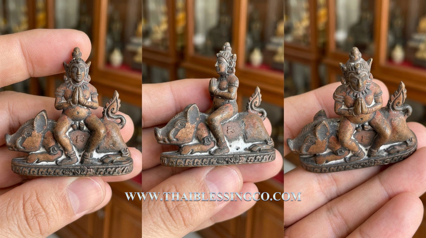 👑Divine "Nang Phim" Master Lead-Bronze Edition (Nam Roek) Sovereign Protector on Celestial Boar – 2018 Sacred Lineage Artifact Authentic Thai Multi-Purpose Talisman for Supreme Mercy, Easy Success, and Unstoppable Financial Miracles (Wat Chong Kling)