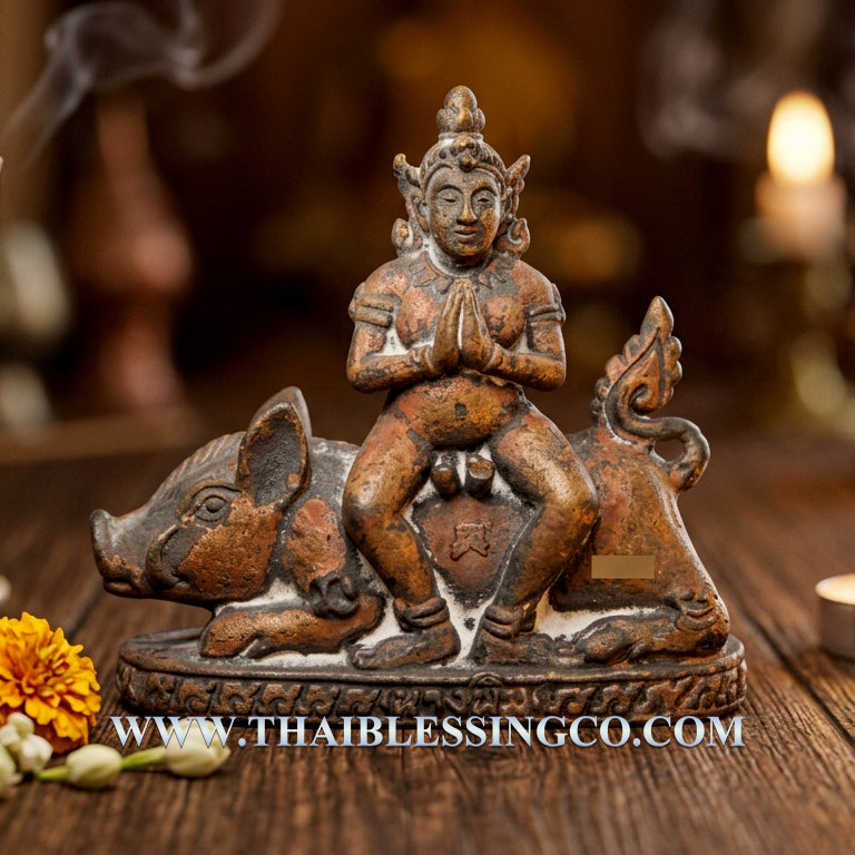 👑Divine "Nang Phim" Master Lead-Bronze Edition (Nam Roek) Sovereign Protector on Celestial Boar – 2018 Sacred Lineage Artifact Authentic Thai Multi-Purpose Talisman for Supreme Mercy, Easy Success, and Unstoppable Financial Miracles (Wat Chong Kling)