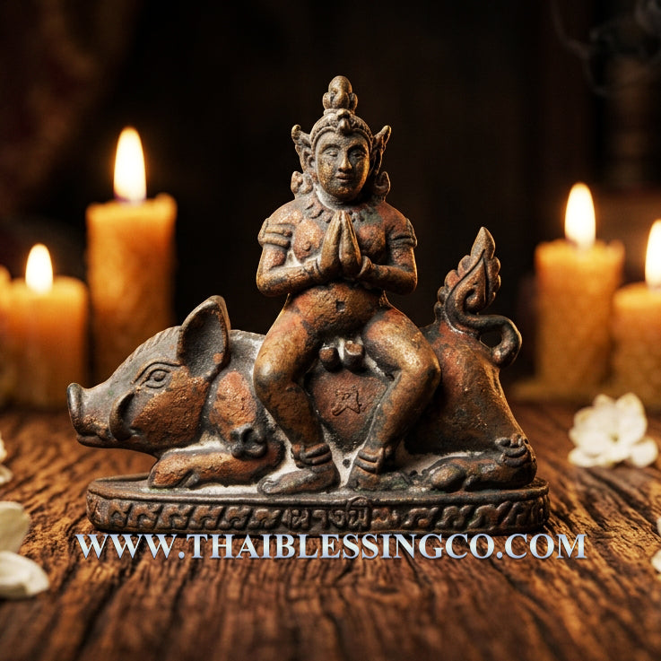 👑Divine "Nang Phim" Master Lead-Bronze Edition (Nam Roek) Sovereign Protector on Celestial Boar – 2018 Sacred Lineage Artifact Authentic Thai Multi-Purpose Talisman for Supreme Mercy, Easy Success, and Unstoppable Financial Miracles (Wat Chong Kling)