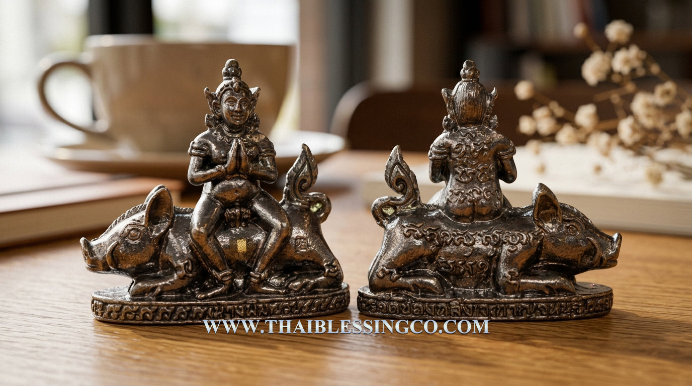 ✨ Divine Nang Phim "Nang Due" Sovereign Protector on Celestial Boar – 2018 Blackened Bronze Edition by Phra Arjan Prasan: Authentic Thai Multi-Purpose Talisman for Supreme Mercy, Social Influence, and Unstoppable Success (Wat Chong Kling, Kanchanaburi)