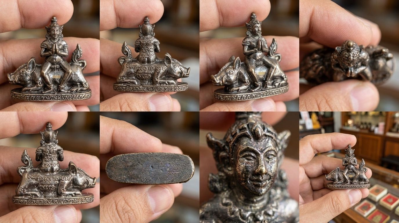 ✨ Divine Nang Phim "Nang Due" Sovereign Protector on Celestial Boar – 2018 Blackened Bronze Edition by Phra Arjan Prasan: Authentic Thai Multi-Purpose Talisman for Supreme Mercy, Social Influence, and Unstoppable Success (Wat Chong Kling, Kanchanaburi)