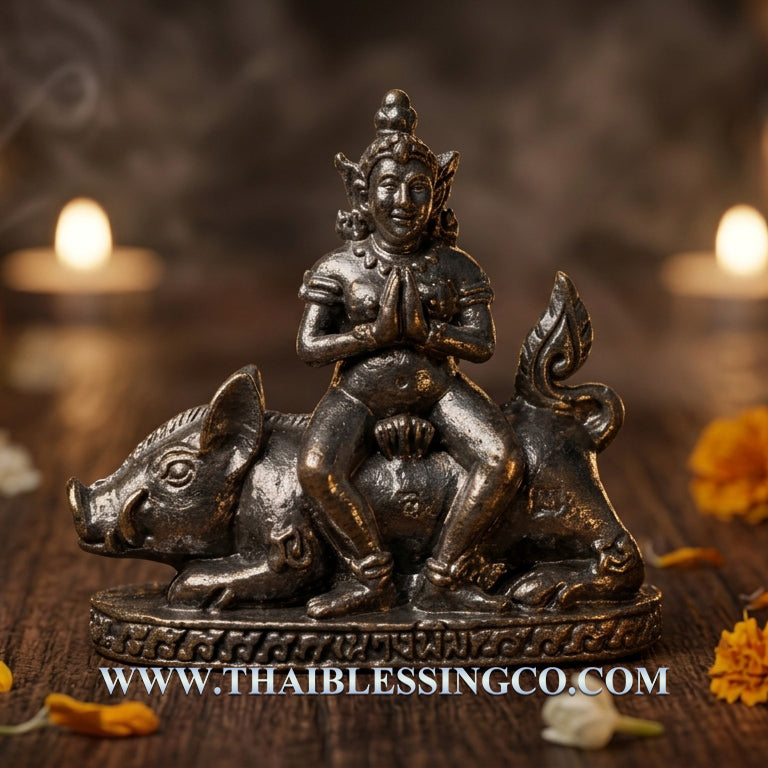 ✨ Divine Nang Phim "Nang Due" Sovereign Protector on Celestial Boar – 2018 Blackened Bronze Edition by Phra Arjan Prasan: Authentic Thai Multi-Purpose Talisman for Supreme Mercy, Social Influence, and Unstoppable Success (Wat Chong Kling, Kanchanaburi)