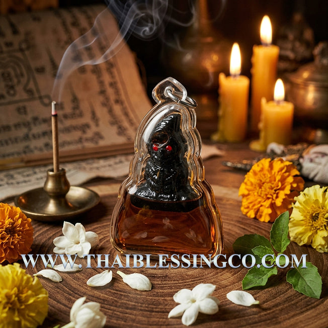 ✨ Divine "Pho Ngang Mahalaluai" Sovereign of Heart-Melting CharmAuthentic Thai Seduction Talisman Encased in Sacred Golden Flower Oil (Dokthong), Triple Fortune Takruts, and Natural Enchantment Seeds