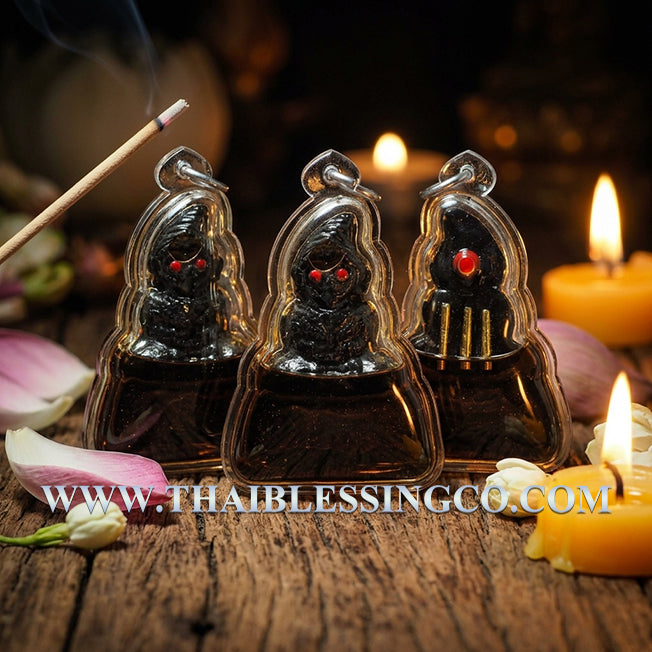 ✨ Divine "Pho Ngang Mahalaluai" Sovereign of Heart-Melting CharmAuthentic Thai Seduction Talisman Encased in Sacred Golden Flower Oil (Dokthong), Triple Fortune Takruts, and Natural Enchantment Seeds