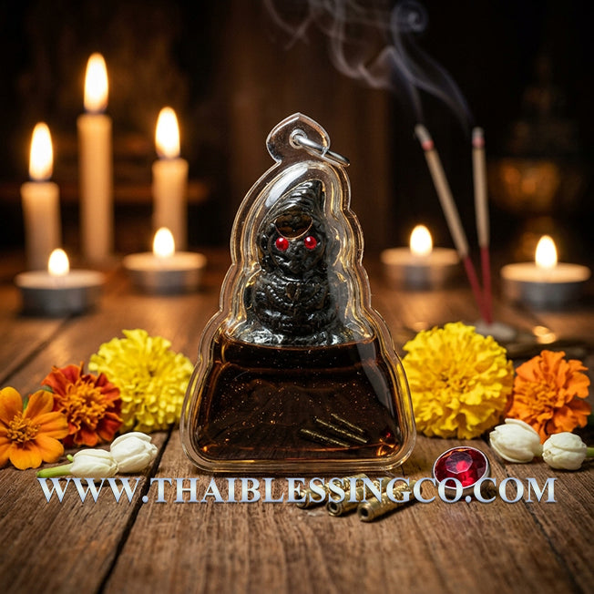 ✨ Divine "Pho Ngang Mahalaluai" Sovereign of Heart-Melting CharmAuthentic Thai Seduction Talisman Encased in Sacred Golden Flower Oil (Dokthong), Triple Fortune Takruts, and Natural Enchantment Seeds