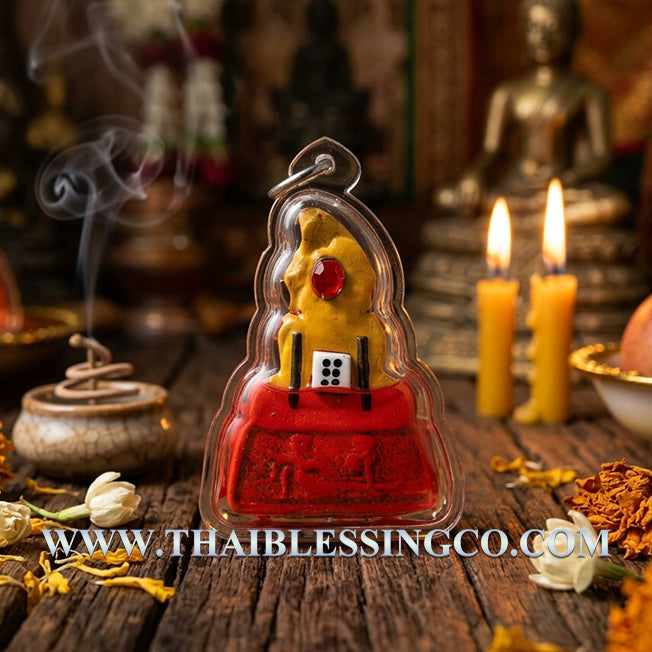 ✨ Divine "Pho Ngang Mahalaluai" Sovereign of Infinite Attraction Authentic Khmer Seduction Talisman Infused with Red Chicken Oil, 5 Fortune Takruts, and Destiny Dice for Supreme Charisma, Gambling Luck, and Business Mastery