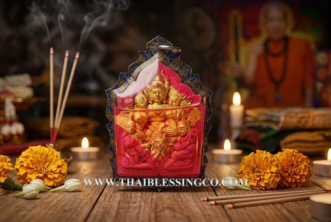 💖Divine Pink Phaya Khao Kham "Billionaire Seduction" Authentic Thai Wealth-Attracting Talisman Infused with Pink Charm Powders and Gold Leaf for Supreme Charisma, Career Favor, and Prosperity Rituals