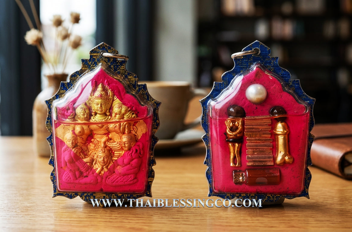 💖Divine Pink Phaya Khao Kham "Billionaire Seduction" Authentic Thai Wealth-Attracting Talisman Infused with Pink Charm Powders and Gold Leaf for Supreme Charisma, Career Favor, and Prosperity Rituals
