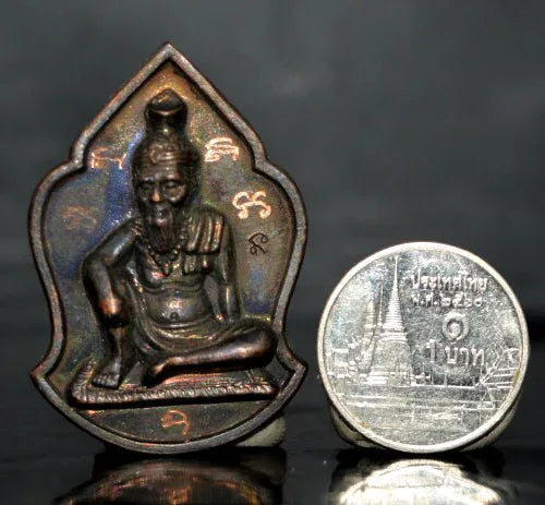 🔥 Divine Protector & Wealth Magnet – Phra Ruesi Mani Jinda Copper Amulet by Luang Pu Ap 🌿🔥