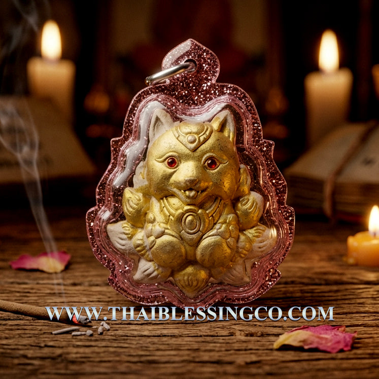 ✨ Divine White Nine-Tailed Fox Spirit "Queen of Charisma"by Khru Ba Tao: Authentic Thai Wealth-Attracting Talisman Crafted from Pure Buddhist Consecrated Powders for Supreme Seduction, Social Success, and Billionaire Prosperity (Wat Ban Lao)